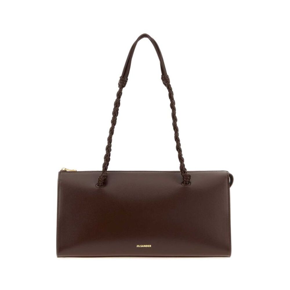 Jil Sander Women Chocolate Leather Tangle Tent Shoulder Bag